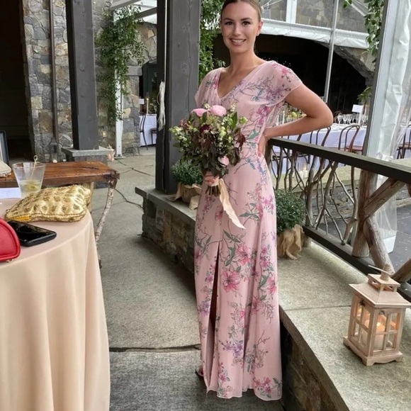 Monique Lhuillier | Floral Maxi Dress w/ Slit size 2 - Picture 1 of 9